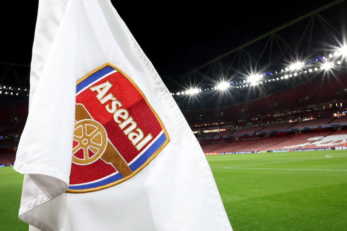 FILE PHOTO: Soccer Football - Champions League - Arsenal v AS Monaco - Emirates Stadium, London, Britain - December 11, 2024 General view of a corner flag inside the stadium before the match REUTERS/Toby Melville/File Photo