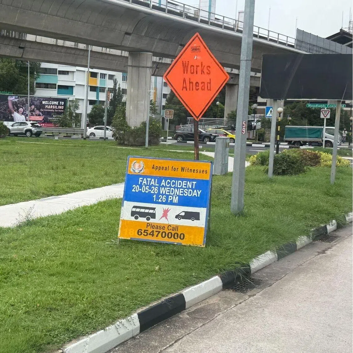 The police have put up a sign appealing for witnesses to the fatal incident.