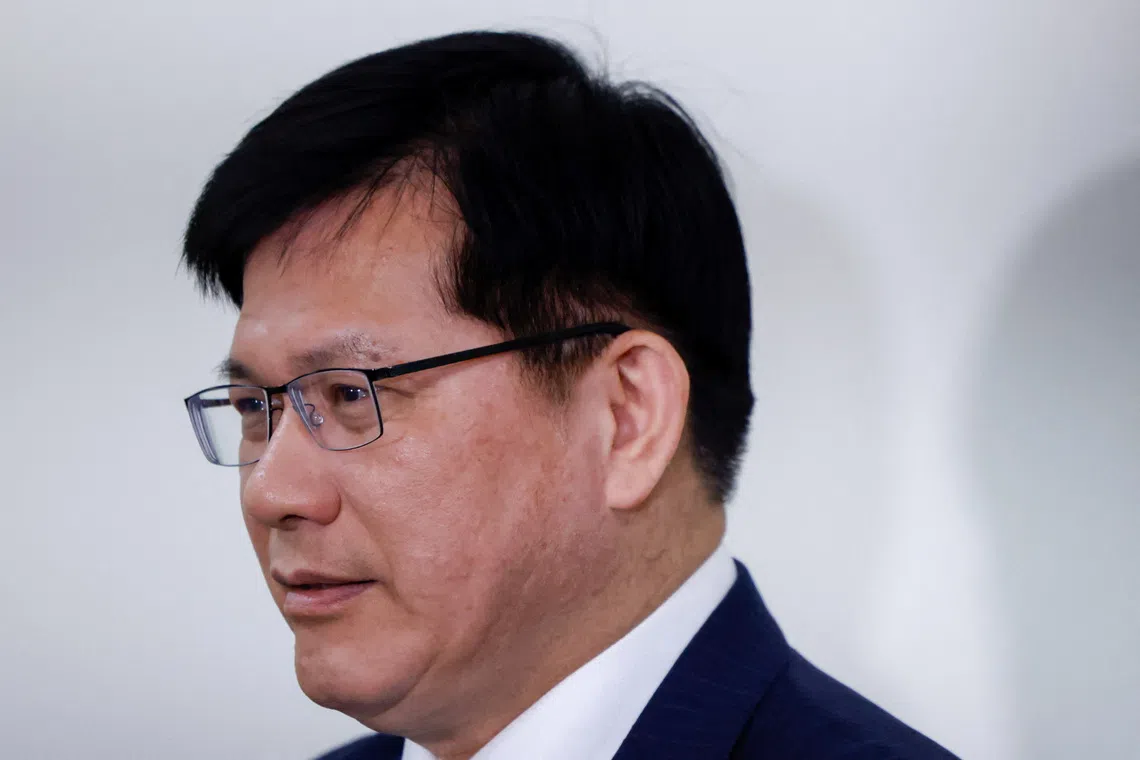 Taiwan's Foreign Minister Lin Chia-Lung takes questions from the members of the media in Taipei, Taiwan November 20, 2025. REUTERS/Ann Wang