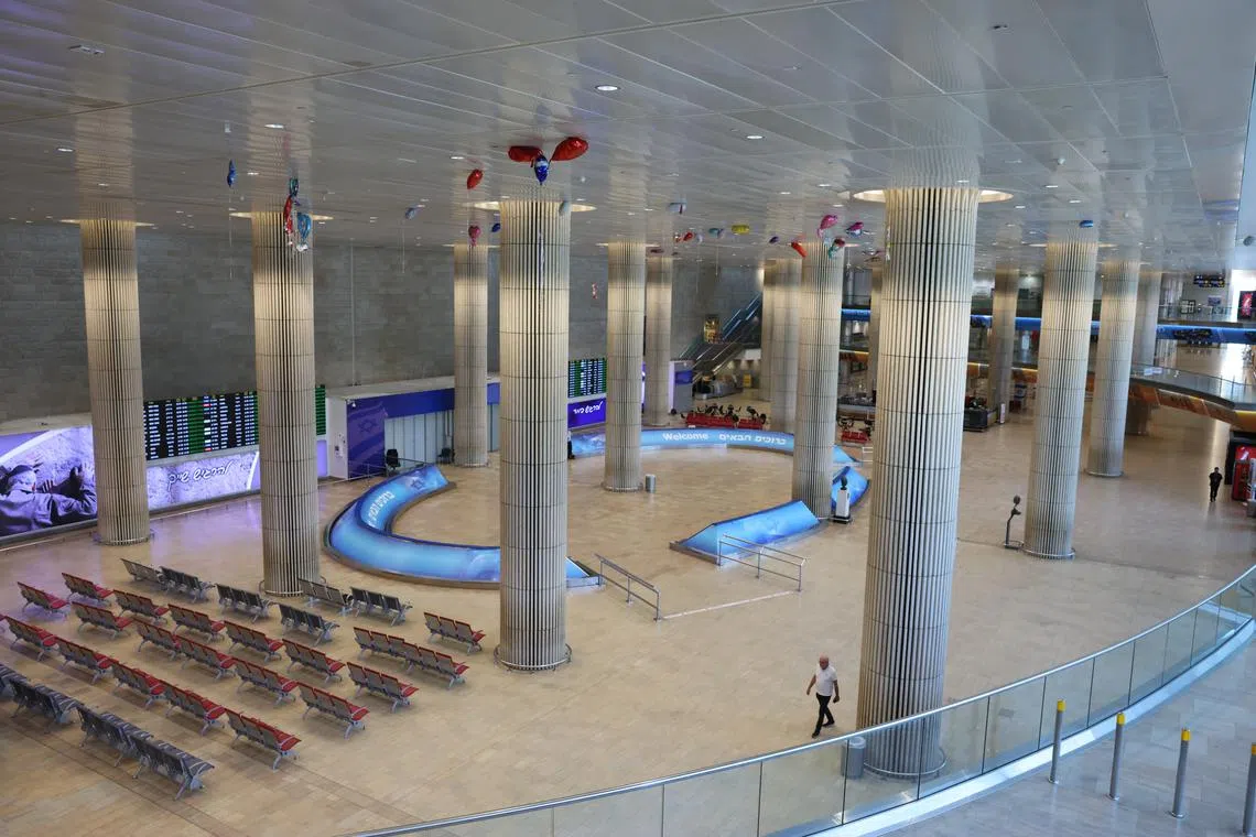 A nearly empty arrival terminal at Ben Gurion Airport near Tel Aviv on June 16.