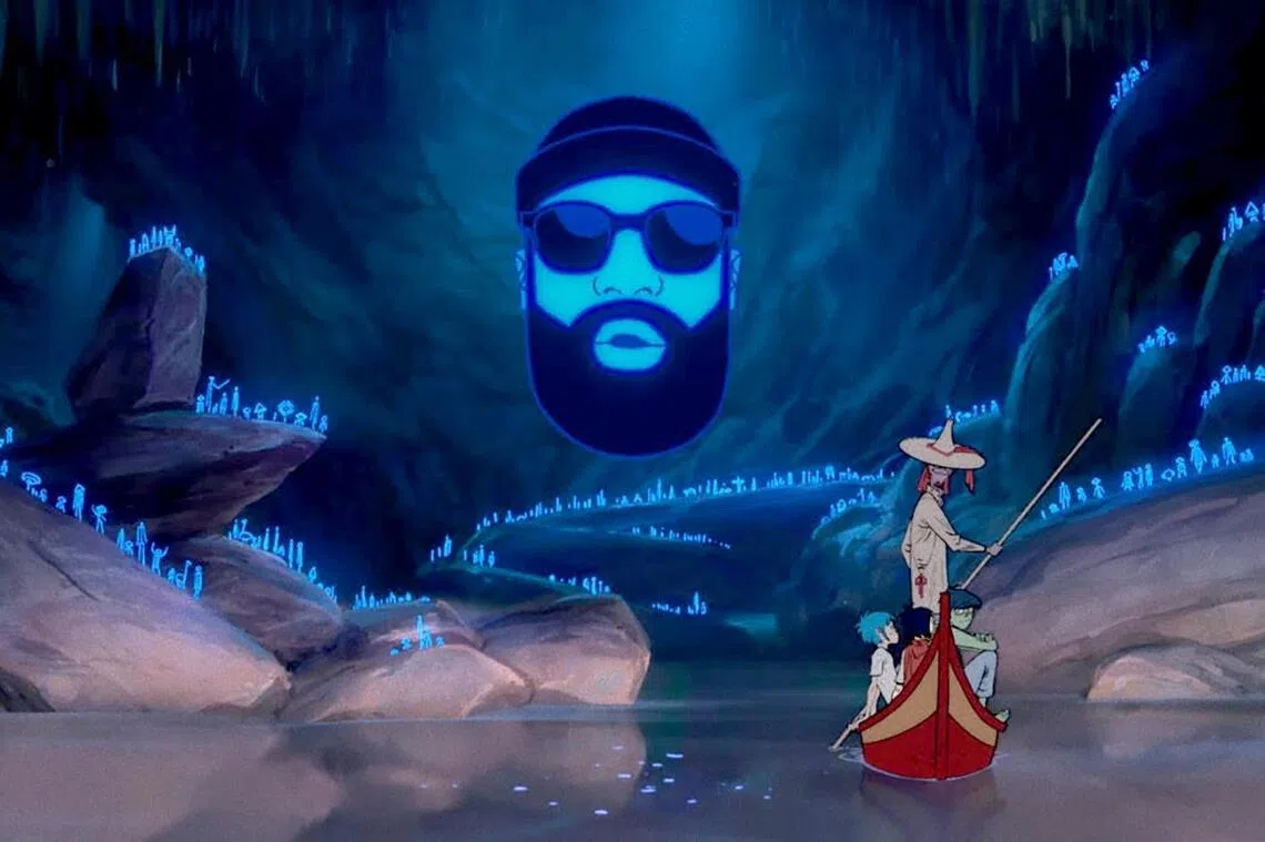 The Mountain, The Moon Cave And The Sad God is a hand-drawn animated short film by the virtual band Gorillaz.