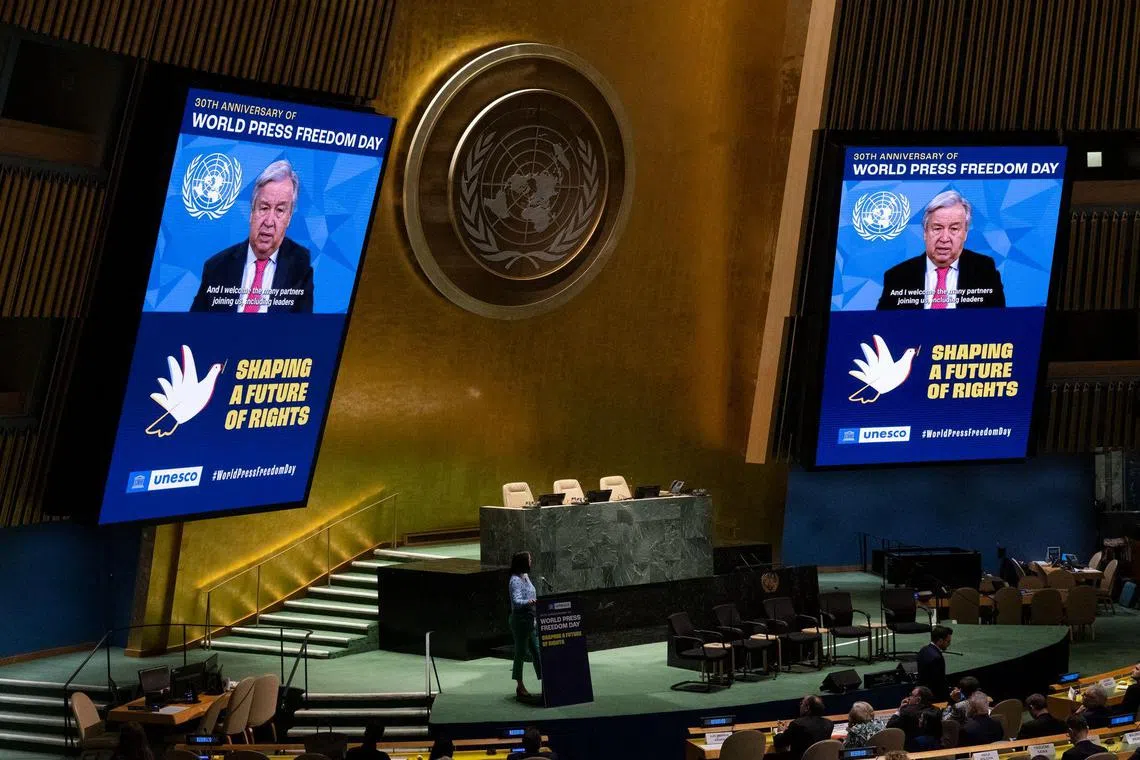 UN Secretary-General Antonio Guterres called press freedom "the “lifeblood of human rights”.