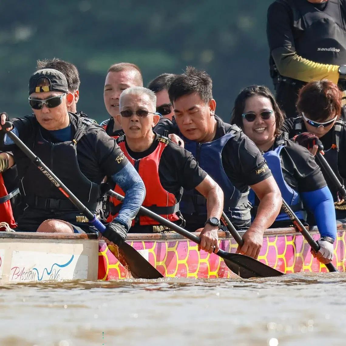 stdboat17 - Bernard (first from left, wearing sunglasses) paddles from the front in Century Race 2025. He is the only paddler on the team that is totally blind.


Credit: Singapore Dragon Boat Association