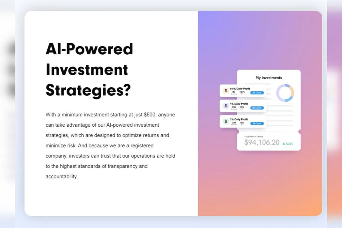 InvesableAI, which claims to help people – mainly in the United States – invest in cryptocurrency using artificial intelligence technology.  