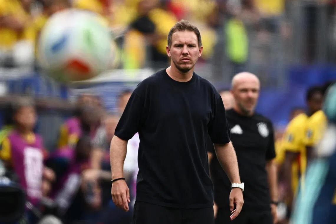 Germany coach Julian Nagelsmann during his side’s 2-1 World Cup loss against Ecuador at MetLife Stadium in New Jersey on June 25.