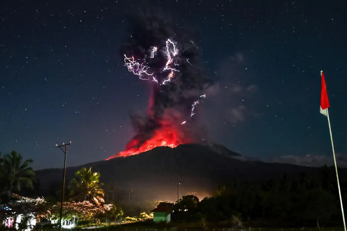 The volcano erupted on Oct 15 at 1.35am local time for around nine minutes, the country's Geological Agency said in a statement. 