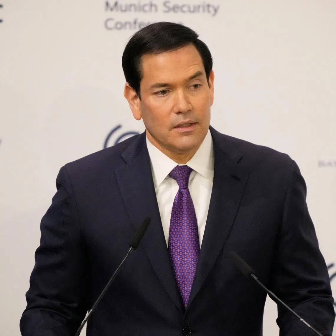 U.S. Secretary of State Marco Rubio speaks at the Munich Security Conference in Munich, Germany, Saturday, Feb. 14, 2026. Alex Brandon/Pool via REUTERS