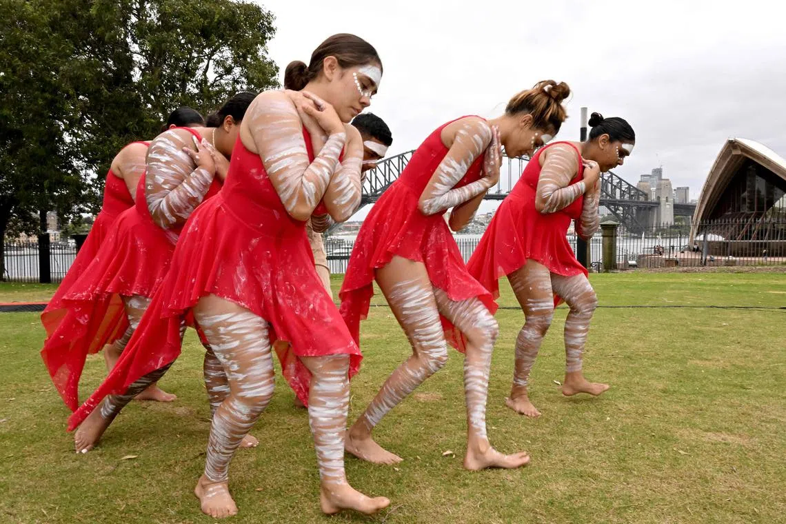 Artists perform at the official media launch for Sydney New Year’s Eve 2022/2023 celebrations in Sydney on Nov 30, 2022. 