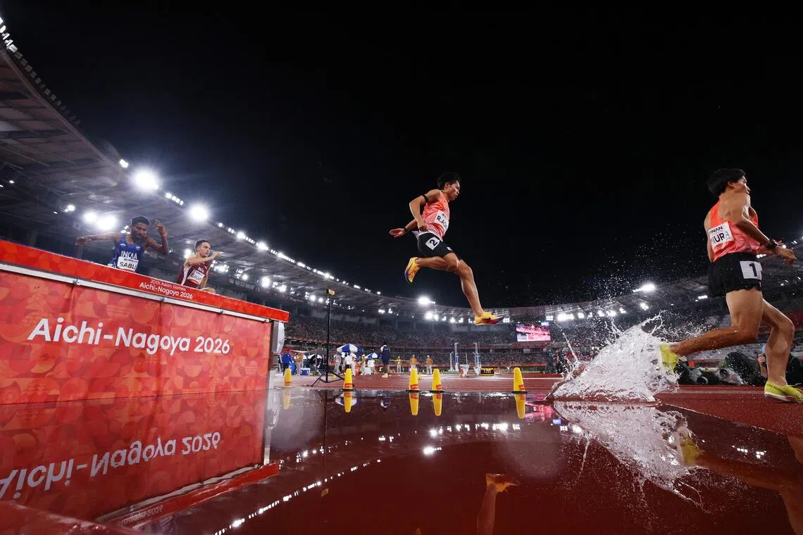 Japan’s Ryoma Aoki in action during the men’s 3000m steeplechase final at the Asian Games.
