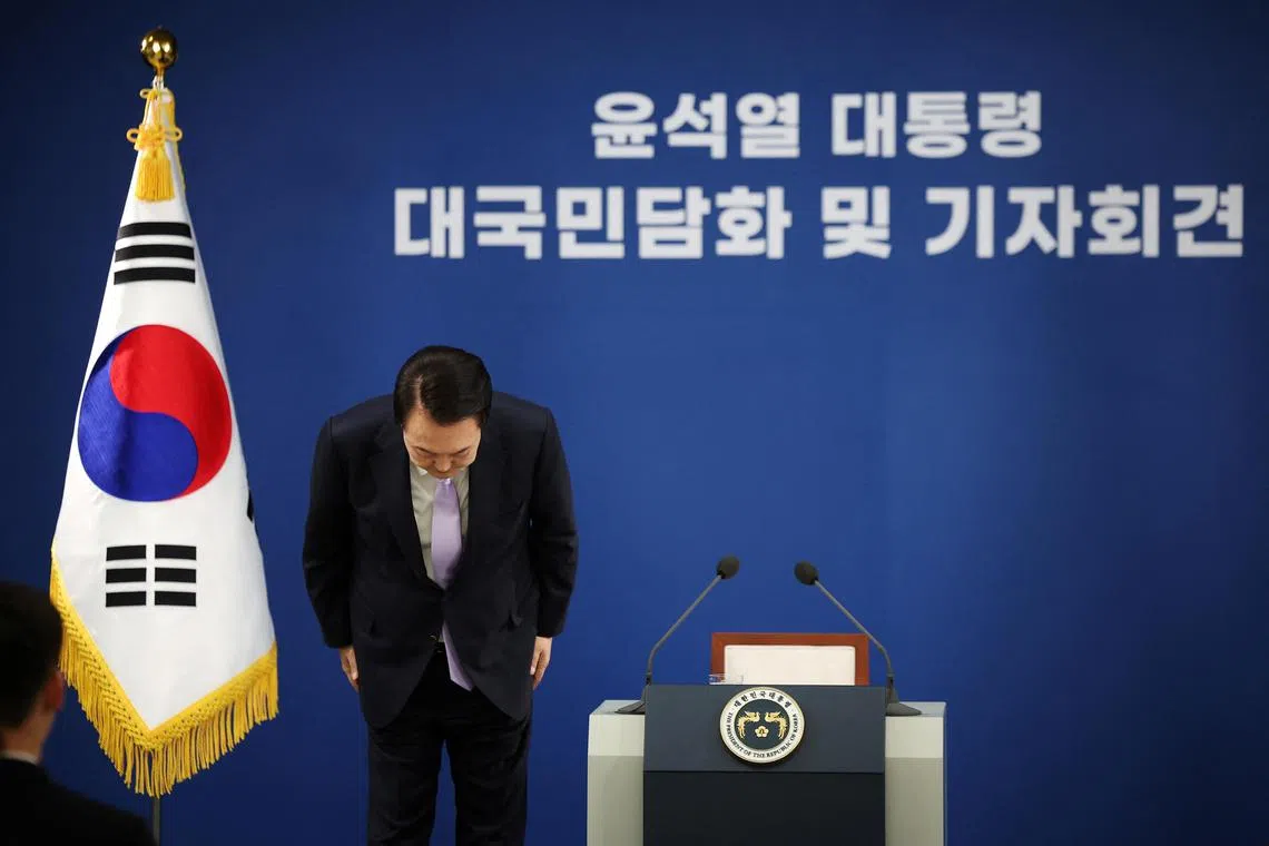 The apology comes as South Korea President Yoon Suk Yeol has been suffering from a constant decline in his approval rating, which hit a record sub-20 per cent low near the midpoint of his five-year term.