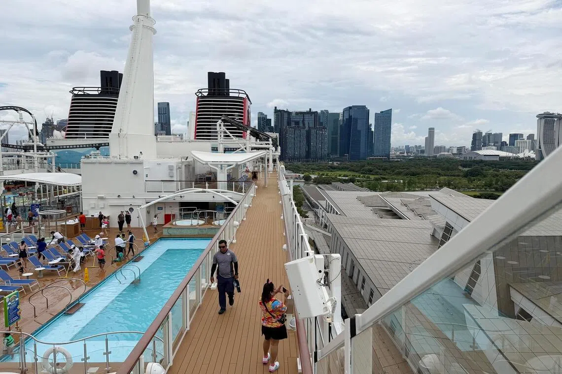 The Disney Adventure was scheduled to depart on May 7, but remained berthed at the Marina Bay Cruise Centre on May 8.