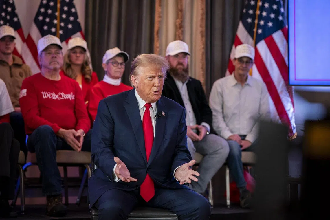 Former US president Donald Trump participates in a livestream with Iowa’s attorney general Brenna Bird on Jan 13, 2024. 