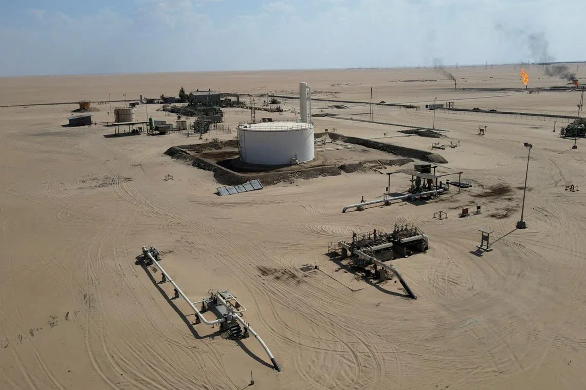 A general drone view shows the Nafoora oil field in Jakharrah, Libya, August 27, 2024. REUTERS/Jawhar Deehoum/ File Photo