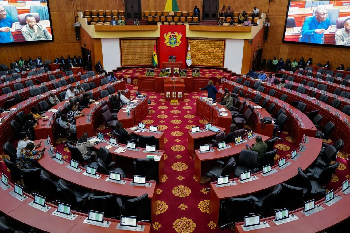 Ghanaian lawmakers attend a parliamentary session on the Human Sexual Rights and Family Values Bill in Accra, Ghana, May 29, 2026. REUTERS/Francis Kokoroko