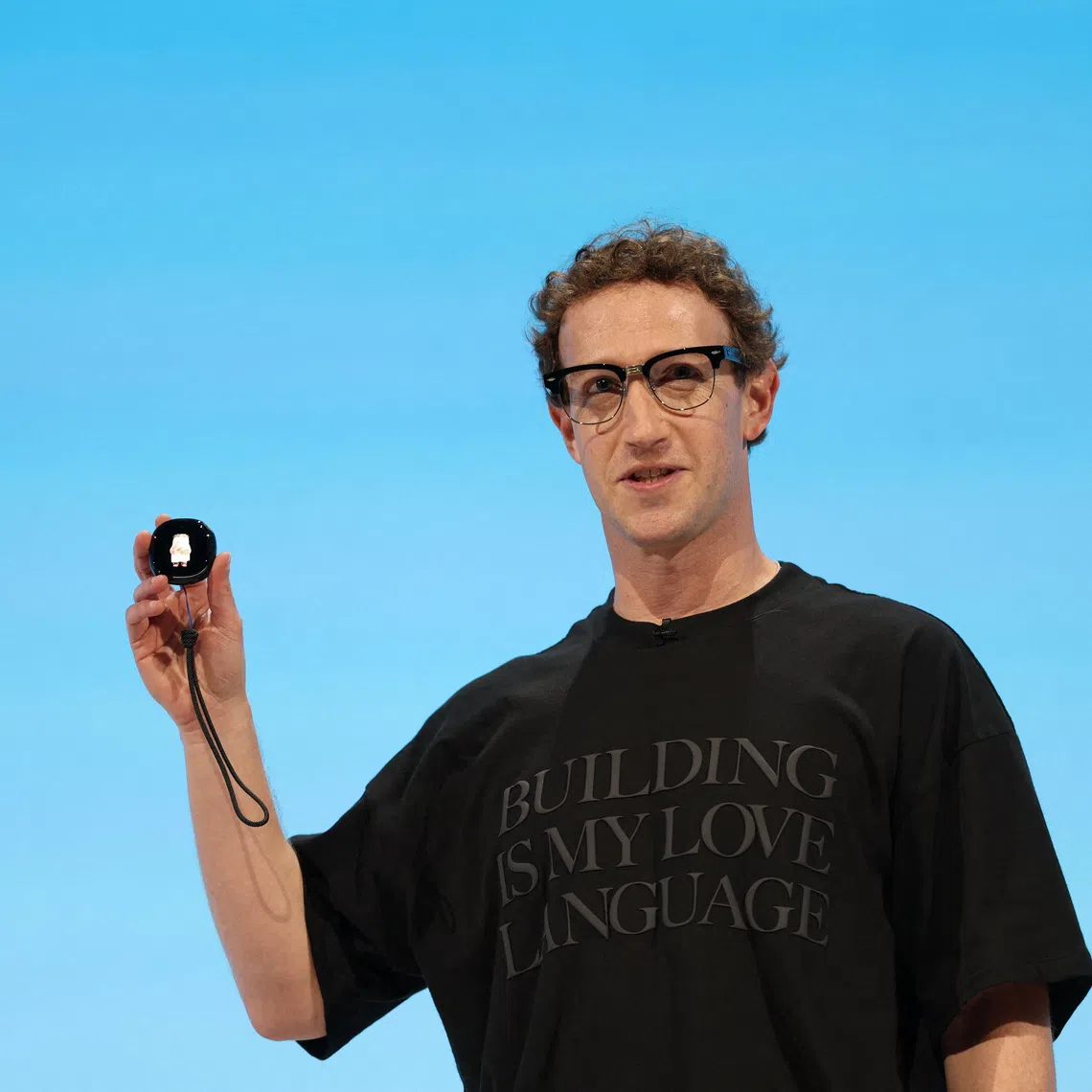 Meta CEO Mark Zuckerberg presenting the Muse Charm during an event at the company’s headquarters in Menlo Park, California, on Sept 23.