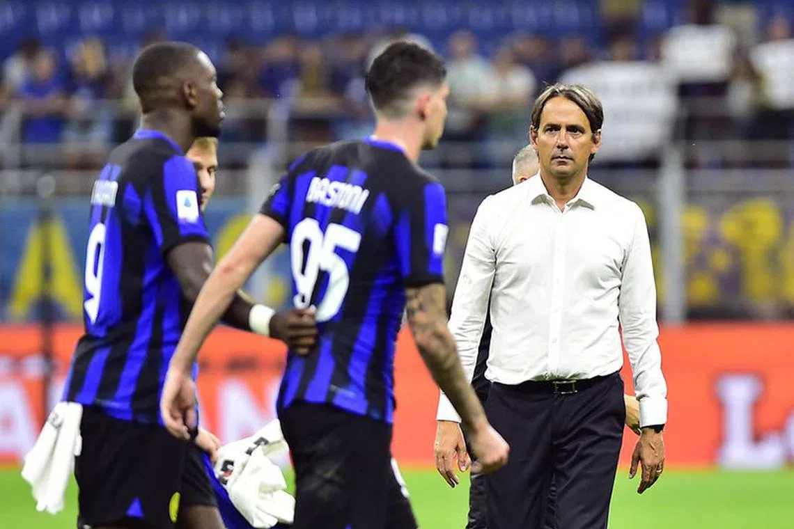 Soccer Football - Serie A - Inter Milan v Fiorentina - San Siro, Milan, Italy - September 3, 2023 Inter Milan coach Simone Inzaghi celebrates after the match REUTERS/Massimo Pinca/File photo