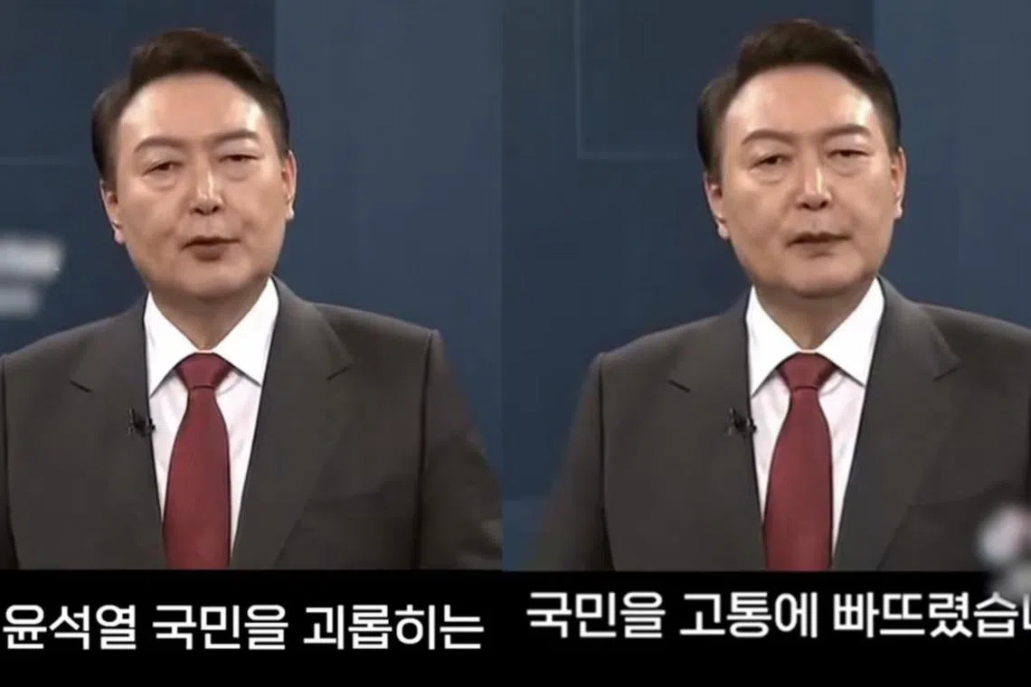 Screenshots from the fake compilation video featuring Mr Yoon that has gone viral on social media.