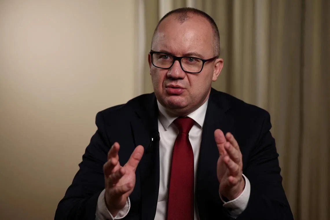 Polish Minister of Justice Adam Bodnar speaks during an interview with Reuters in Warsaw, Poland, February 6, 2024. REUTERS/Kacper Pempel/File Photo