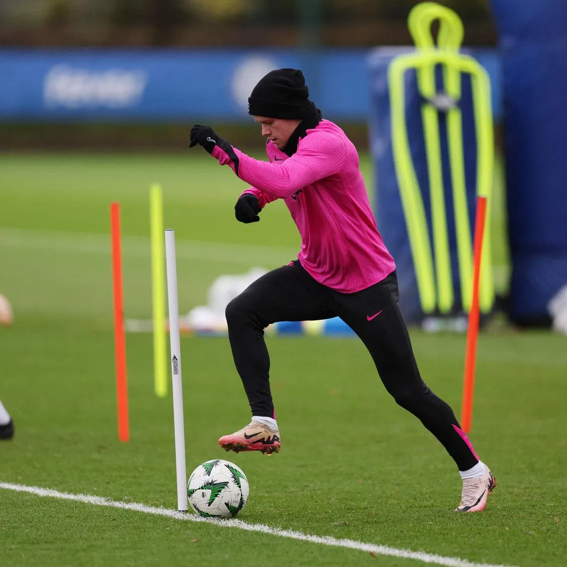FILE PHOTO: Soccer Football - Europa Conference League - Chelsea Training - Cobham Training Centre, Cobham, Britain - November 27, 2024 Chelsea's Mykhailo Mudryk during training Action Images via Reuters/Paul Childs/ File Photo