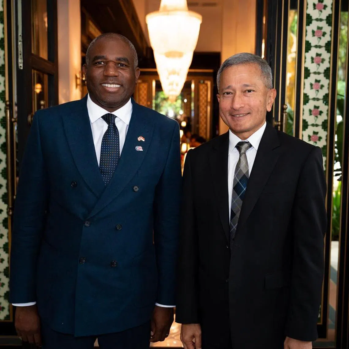 Minister for Foreign Affairs Vivian Balakrishnan (right) hosted lunch for British Foreign Secretary David Lammy on July 12.