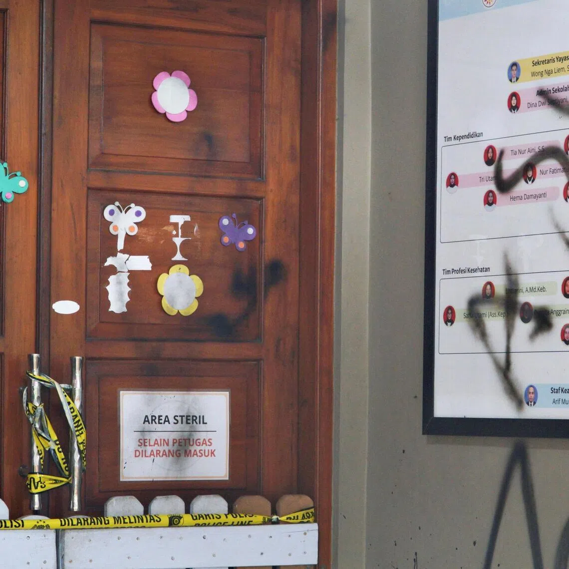 The centre has been vandalised with spray-painted profanities on the walls and windows since news of the abuse was made public.