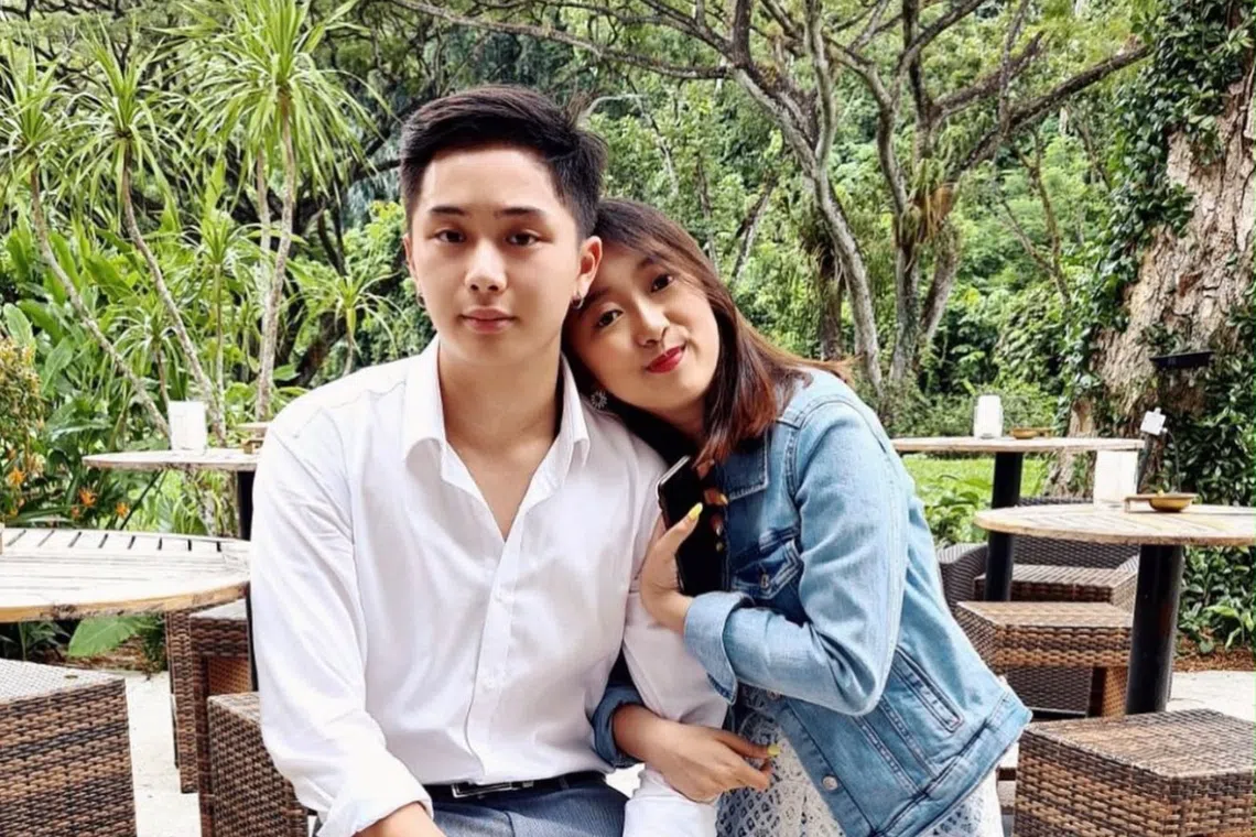 The late muay thai fighter Damian Ong with his sister Agnes.