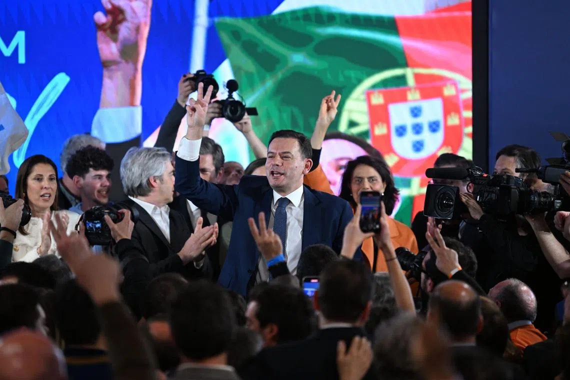 Luis Montenegro, leader of Partido Social Democrata (PSD) and Democratic Alliance (AD), during the general election in Lisbon, Portugal, on Monday, March 11, 2024. Portugal’s center-right AD coalition won Sunday’s elections, in a tight race which saw support for the far-right surge. Photographer: Zed Jameson/Bloomberg