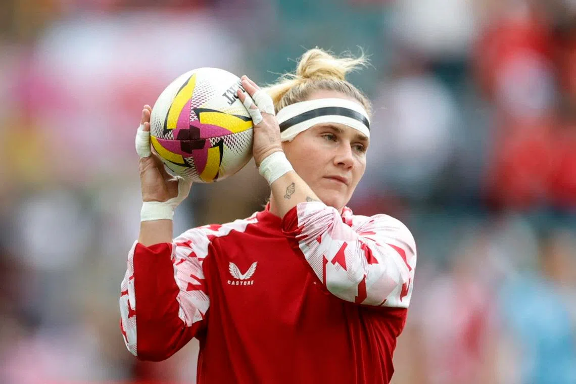 Rugby Union - Women's World Cup 2025 - Final - Canada v England - Allianz Stadium, Twickenham, London, Britain - September 27, 2025 England's Megan Jones during the warm up before the match Action Images via Reuters/Peter Cziborra