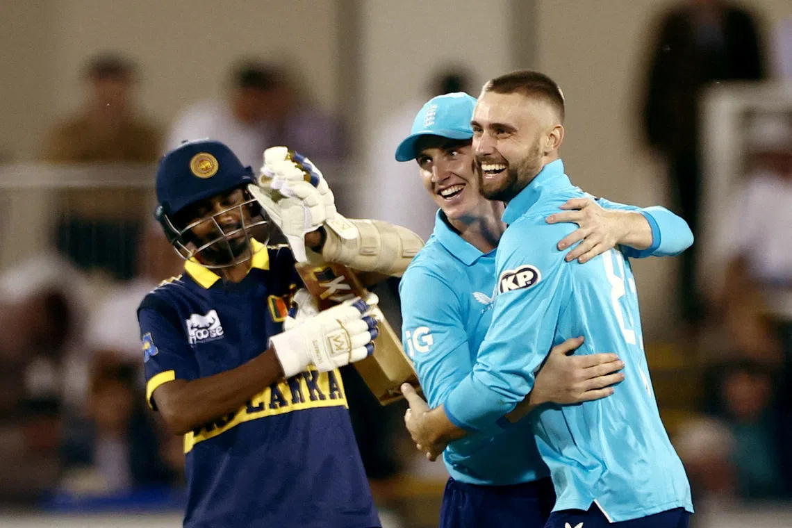 Cricket - First One Day International - England v Sri Lanka - Riverside Ground, Chester-le-Street, Britain - September 22, 2026 England's Will Jacks celebrates with Harry Brook after the wicket of Sri Lanka's Dilshan Madushanka to win the match and earn a five-wicket haul Action Images via Reuters/Lee Smith