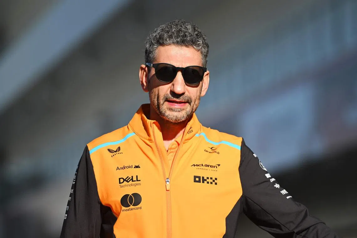McLaren principal Andrea Stella, seen here at the Las Vegas Grand Prix in November, called the "lack of any specificity and proportion" for Lando Norris' penalty at the Qatar Grand Prix "very concerning".