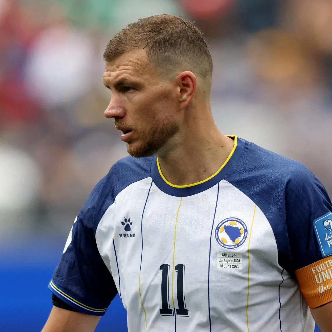 Soccer Football - FIFA World Cup 2026 - Group B - Switzerland v Bosnia and Herzegovina - Los Angeles Stadium, Inglewood, California, U.S. - June 18, 2026 Bosnia and Herzegovina's Edin Dzeko IMAGN IMAGES via Reuters/Kiyoshi Mio