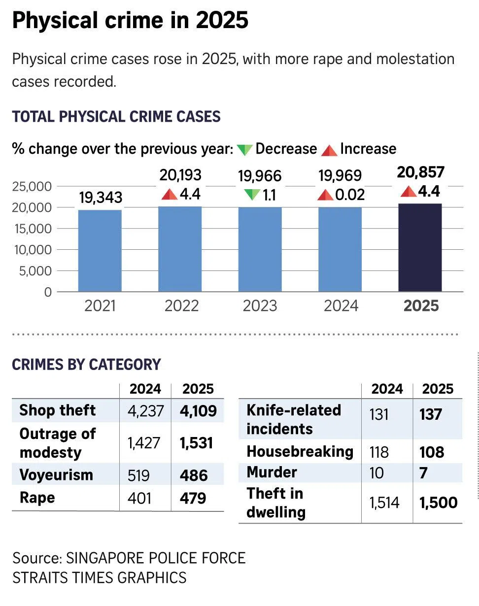 Graphic on physical crime statistics in 2025.