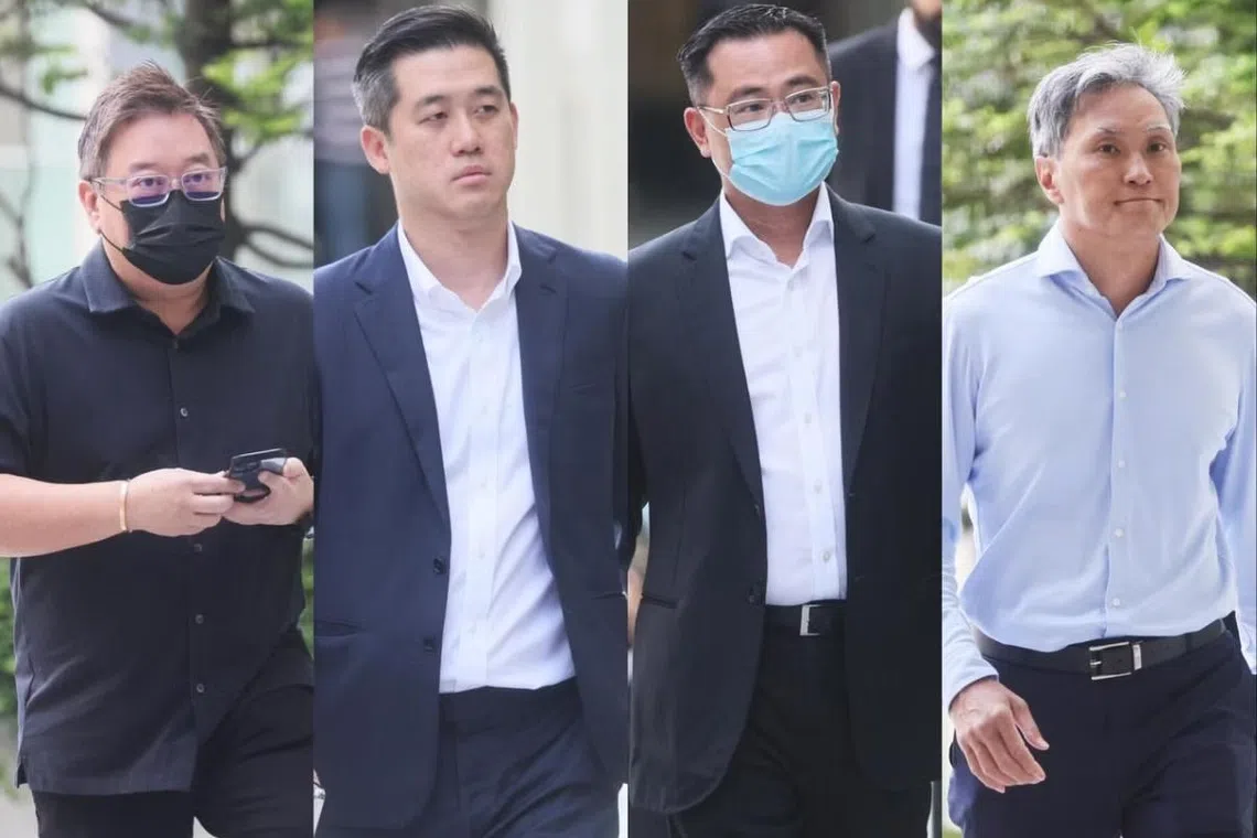 (From left) Former chief executive of Aon Risk Solutions Collin Chiew; and former Fullerton Health shareholders David Sin, Daniel Chan and Michael Tan.