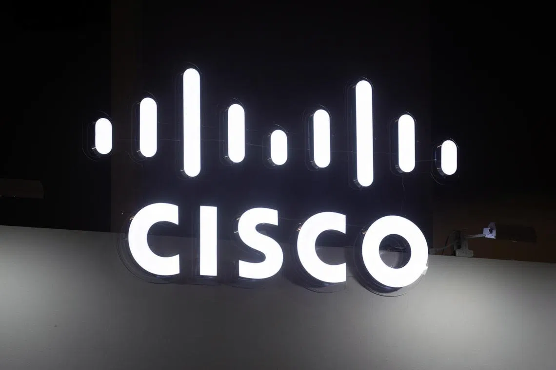 The logo of technology company Cisco during the 'CYBERSEC 2023' expo in Taipei, Taiwan, 09 May 2023. The event takes place in Taipei between 09-11 May, focusing on contemporary cybersecurity issues with hundreds of sessions and featuring leading cybersecurity brands.  EPA-EFE/RITCHIE B. TONGO