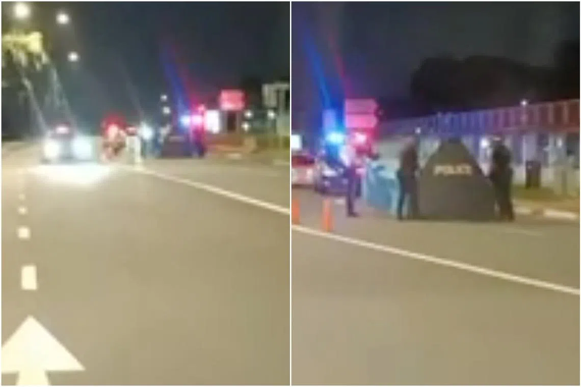 Shin Min reported that police set up a blue tent to cover the body and cordoned off the tent.