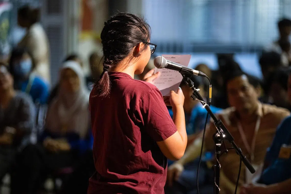 smsong04 -  Anna (not her real name) showcasing her song, dedicated to her mum, at the Singapore Girls' Home on Aug 31, 2023. 

Credit: Esplanade