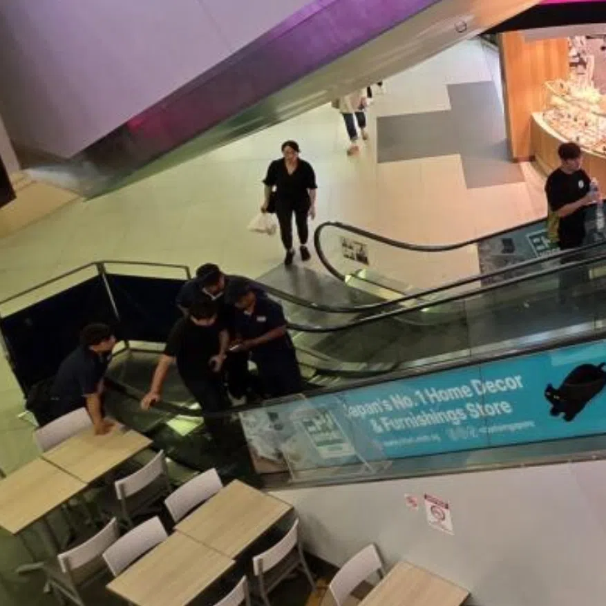 In a video of the incident posted on social media platform Xiaohongshu, a group of people seen gathered around an unmoving escalator, which connects the basement and first floor of the mall.