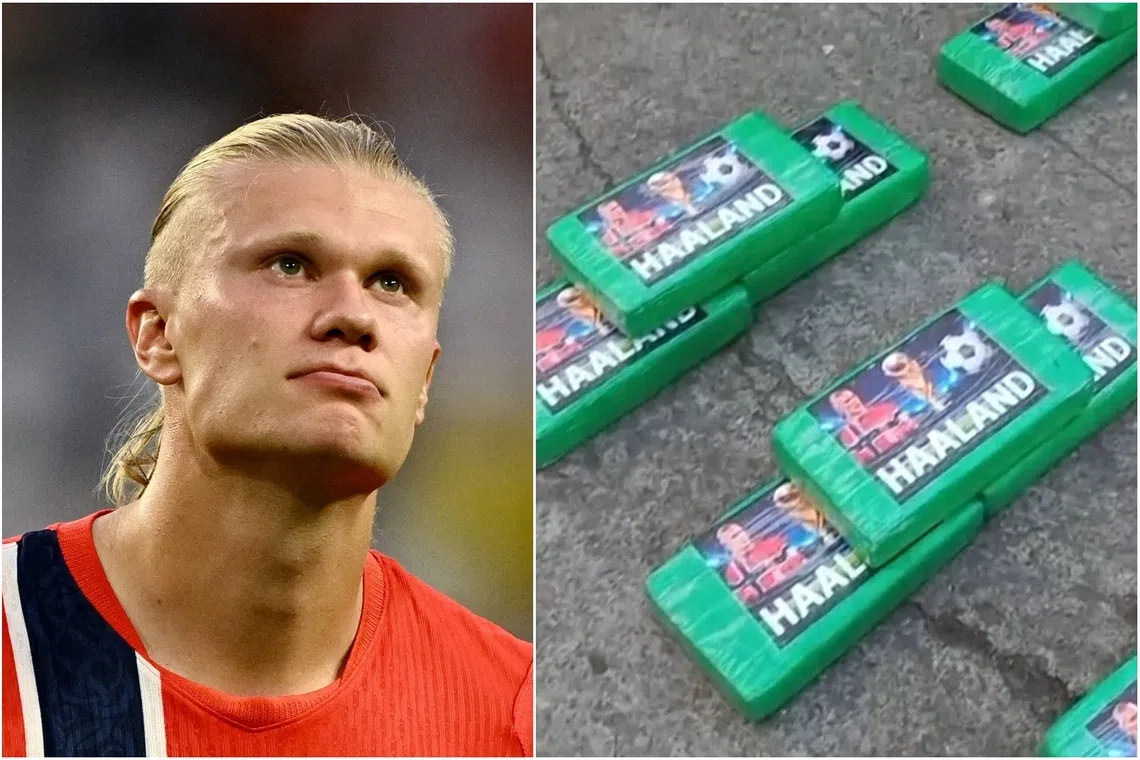 Images of Erling Haaland were found on a 369kg cocaine shipment seized by Ecuador police.