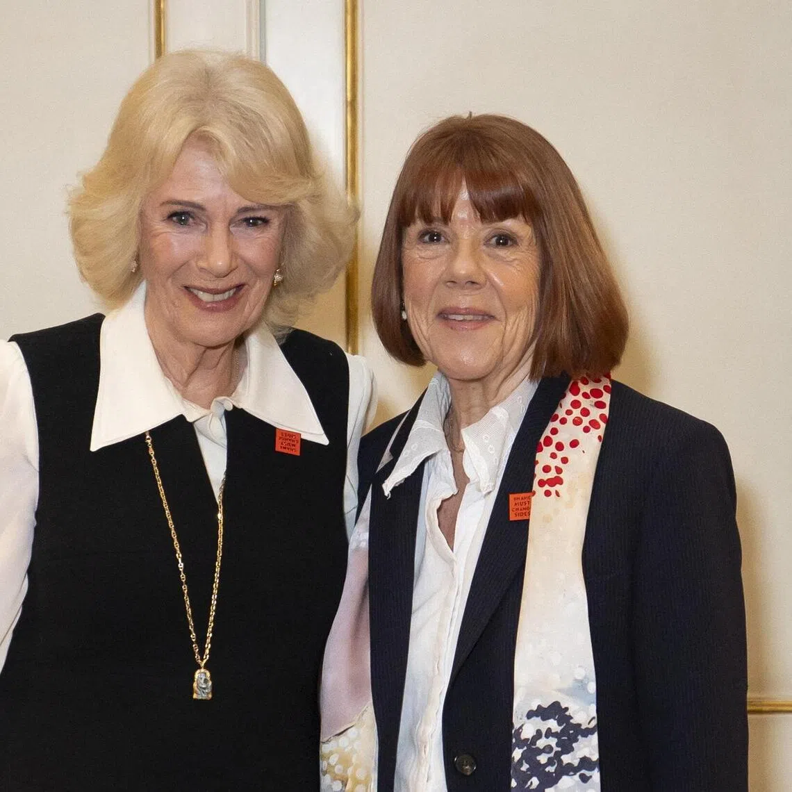 Britain's Queen Camilla (left) met Ms Gisele Pelicot over tea for about 30 minutes. 