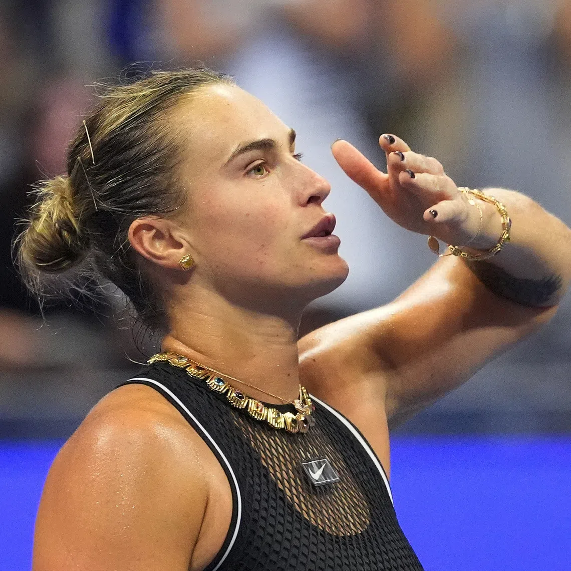 Tennis - U.S. Open - Flushing Meadows, New York, United States - September 2, 2026 Belarus' Aryna Sabalenka celebrates after winning her second round match against Russia's Polina Iatcenko IMAGN IMAGES via Reuters/Robert Deutsch