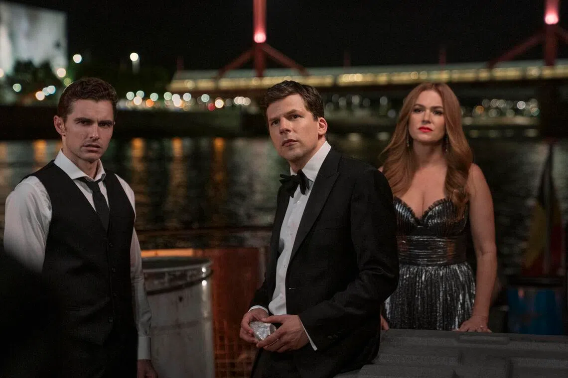(From left) Dave Franco, Jesse Eisenberg and Isla Fisher in Now You See Me: Now You Don't.