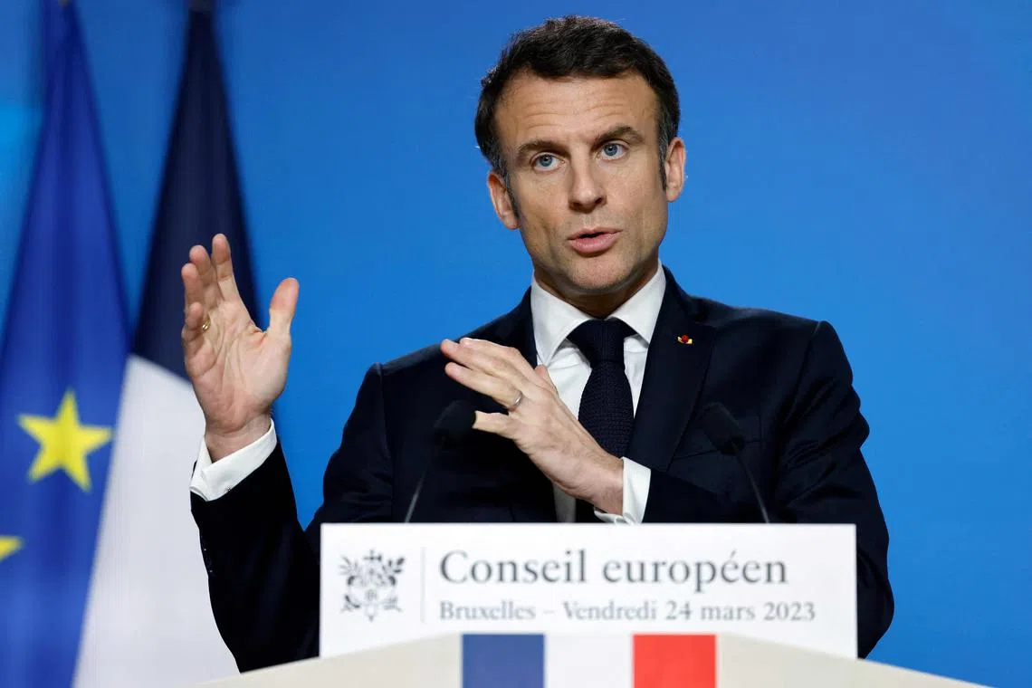 French President Emmanuel Macron condemned the violence that erupted in Thursday’s demonstrations against raising the French retirement age.