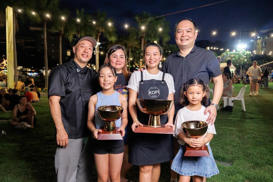 Julian Mou’s (fourth from left) restaurant Kopi Stop won the Golden Bowl and People’s Choice awards at the 2025 Darwin International Laksa Festival.