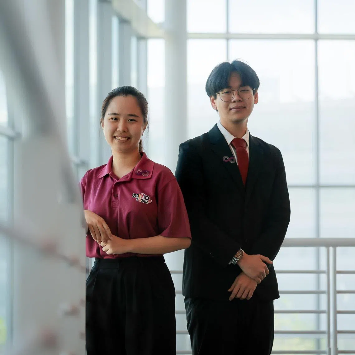 Thaddaeus John Tham Yong Yi (right) and Lai Su Ying (left) at the launch of the Infinity Within Campaign during Tomo Day held at Republic Polytechnic on June 12, 2025.