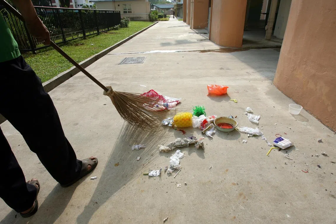 Every morning, estate cleaners are greeted by a sea of trash, from cigarette packets to kitchen waste thrown from windows.