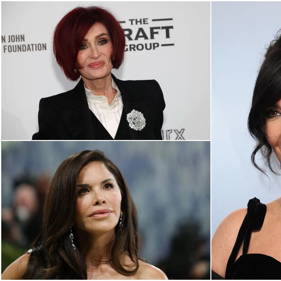 (Clockwise from top left) US media personalities Sharon Osbourne, Kris Jenner and Lauren Sanchez Bezos.