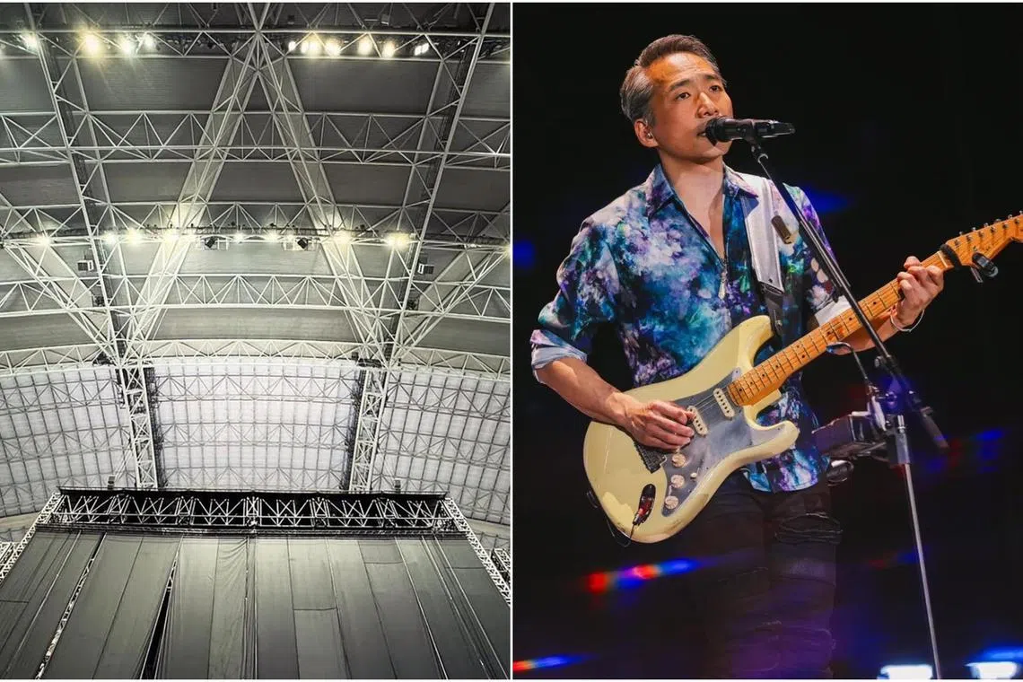 Taiwanese rock band Mayday's guitarist Stone thanked the National Stadium's "mighty roof" for keeping him sheltered amid the heavy rain.