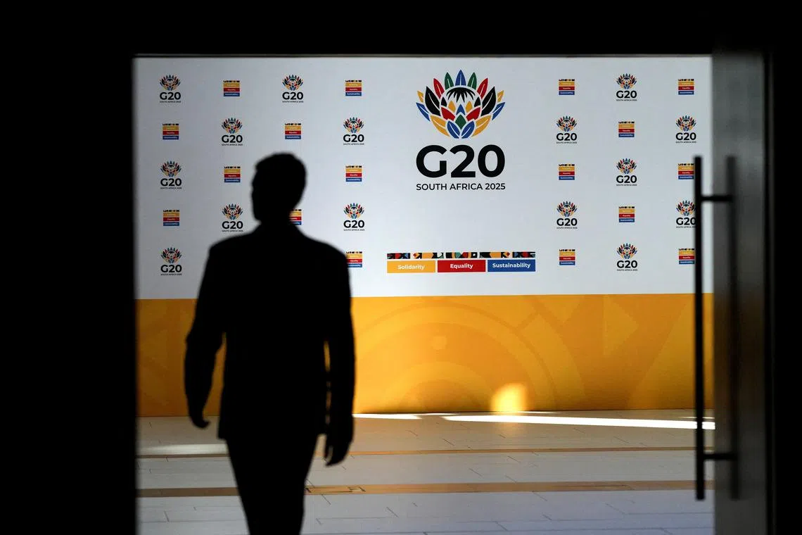 A man walks at the Cape Town International Convention Centre during day two of the four day G20 Finance Ministers meeting in Cape Town, South Africa, February 25, 2025. REUTERS/Nic Bothma