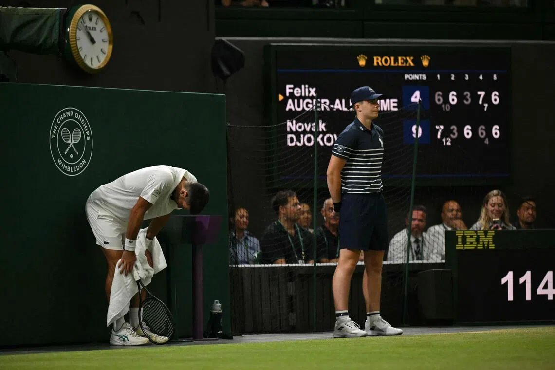 At match point Novak Djokovic may have been exhausted but he still found the reserves to outlast Felix Auger-Aliassime at Wimbledon.