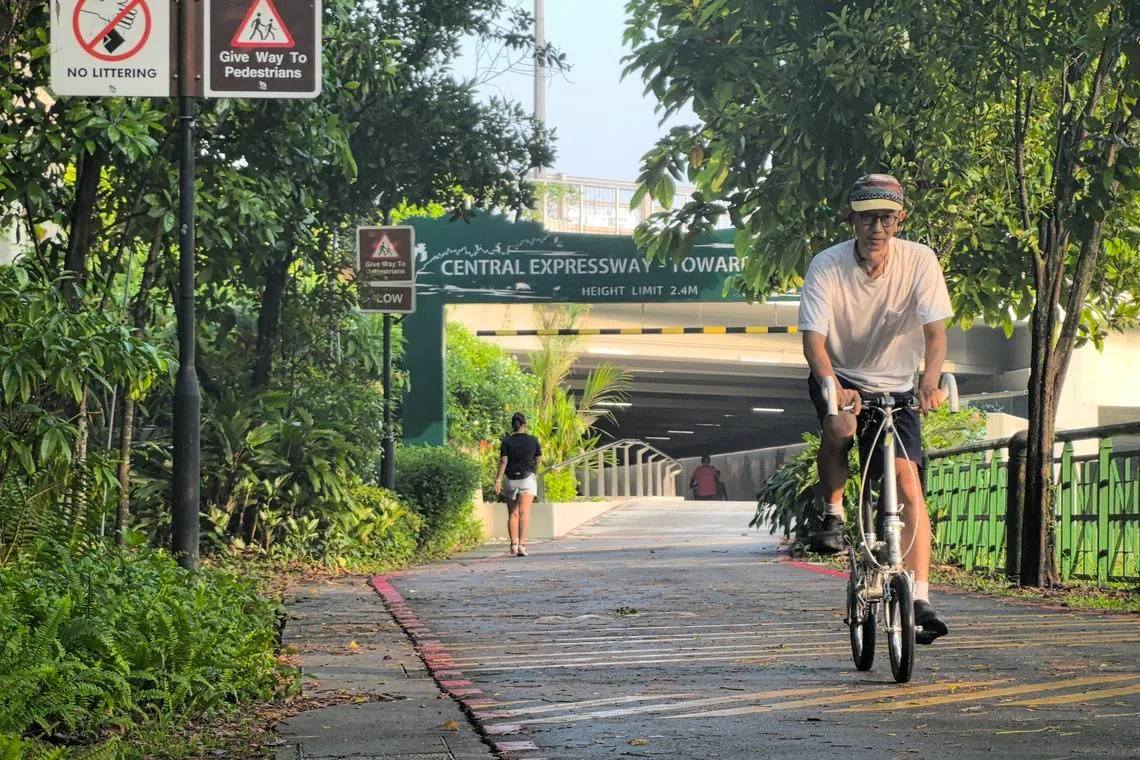 The writer on his morning commute. He has been cycling to work for 22 years. 